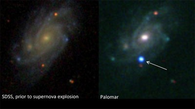 A star in a distant galaxy explodes as a supernova: while observing a galaxy kno