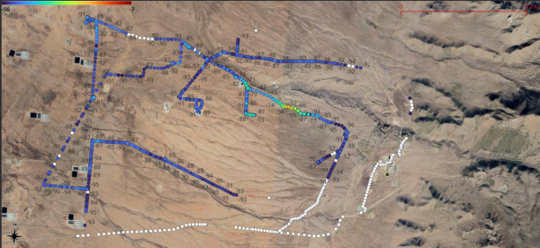 Satellite map showing wireless coverage